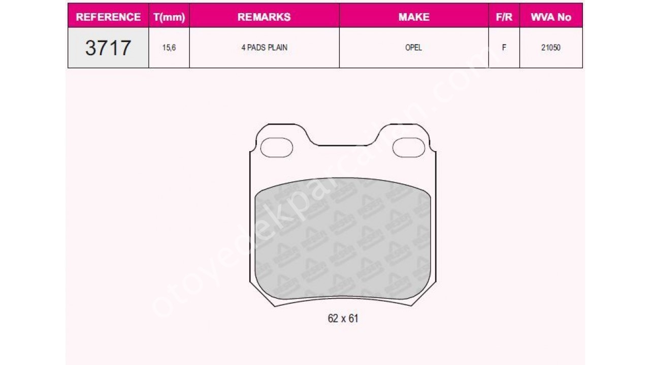 Opel Vectra B Omega B Arka Fren Balatası 96-01 Modeller Beşer